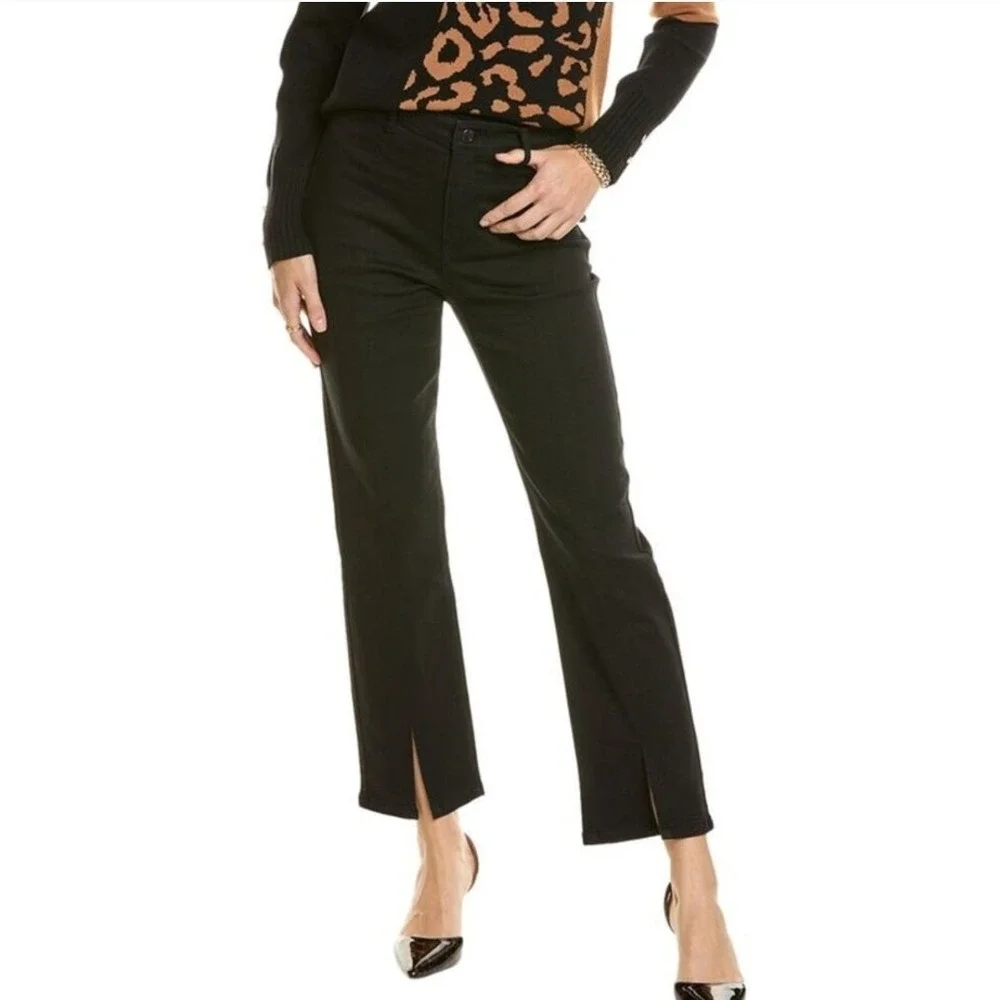 J. Mclaughlin -1302 NWT Rainey Black Split‎ Hem Cropped Pants Womens Size 14
